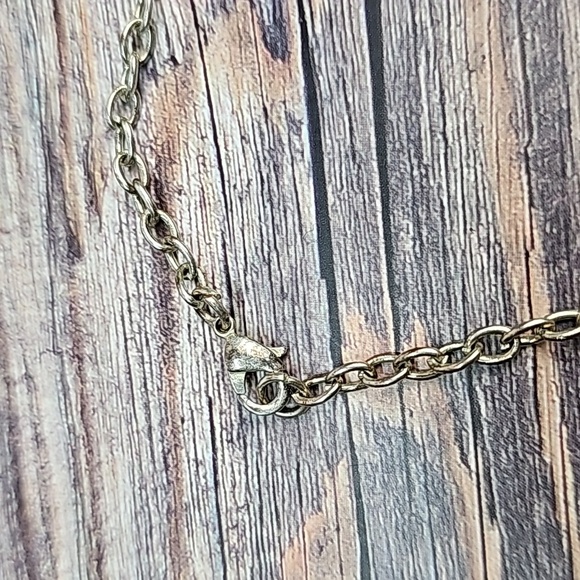 SILVER BROWN & IVORY ROUND PLASTIC DISC NECKLACE - Picture 5 of 7